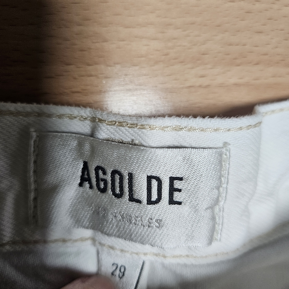 Agolde Women High Waist Denim Shorts in White - Picture 3 of 6